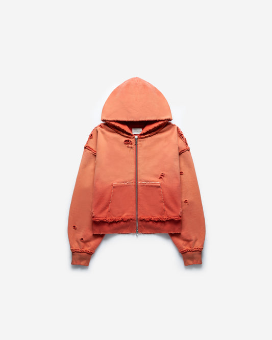 JUMBO CRASH ZIP HOODIE (SUN-FADED ORANGE)